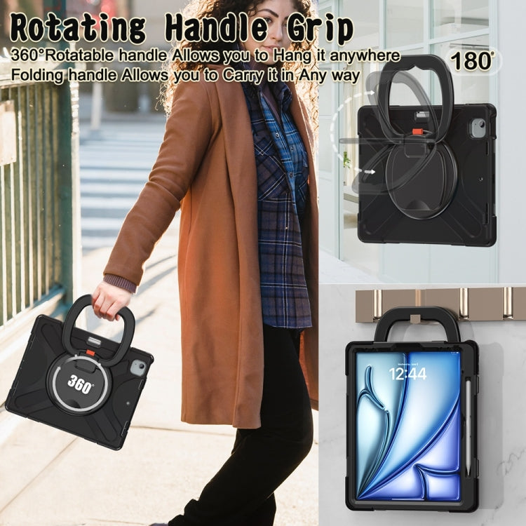 For iPad Air 13 2024 / Air 13 2025 Silicone Hybrid PC Tablet Case with Holder & Shoulder Strap(Black) - iPad Air 13 2025 / 2024 Cases by buy2fix | Online Shopping UK | buy2fix