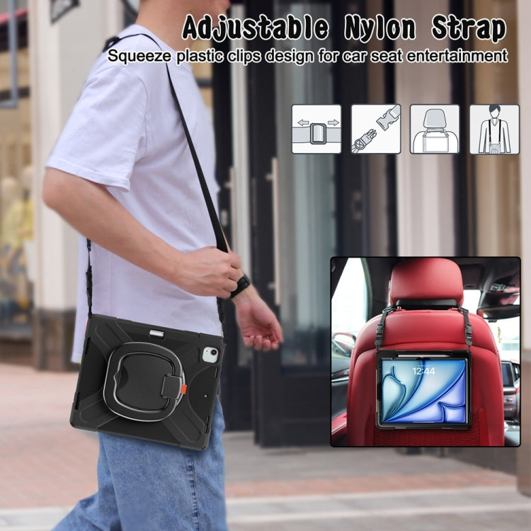 For iPad Air 13 2024 / Air 13 2025 Silicone Hybrid PC Tablet Case with Holder & Shoulder Strap(Black) - iPad Air 13 2025 / 2024 Cases by buy2fix | Online Shopping UK | buy2fix