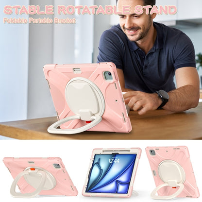 For iPad Air 13 2024 / Air 13 2025 Silicone Hybrid PC Tablet Case with Holder & Shoulder Strap(Cherry Blossom Pink) - iPad Air 13 2025 / 2024 Cases by buy2fix | Online Shopping UK | buy2fix