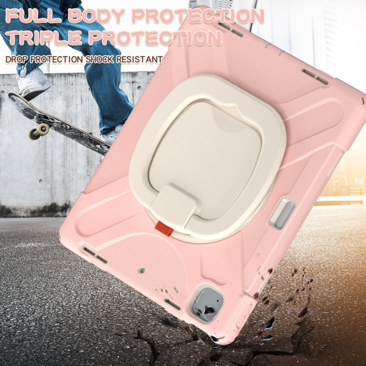 For iPad Air 13 2024 / Air 13 2025 Silicone Hybrid PC Tablet Case with Holder & Shoulder Strap(Cherry Blossom Pink) - iPad Air 13 2025 / 2024 Cases by buy2fix | Online Shopping UK | buy2fix