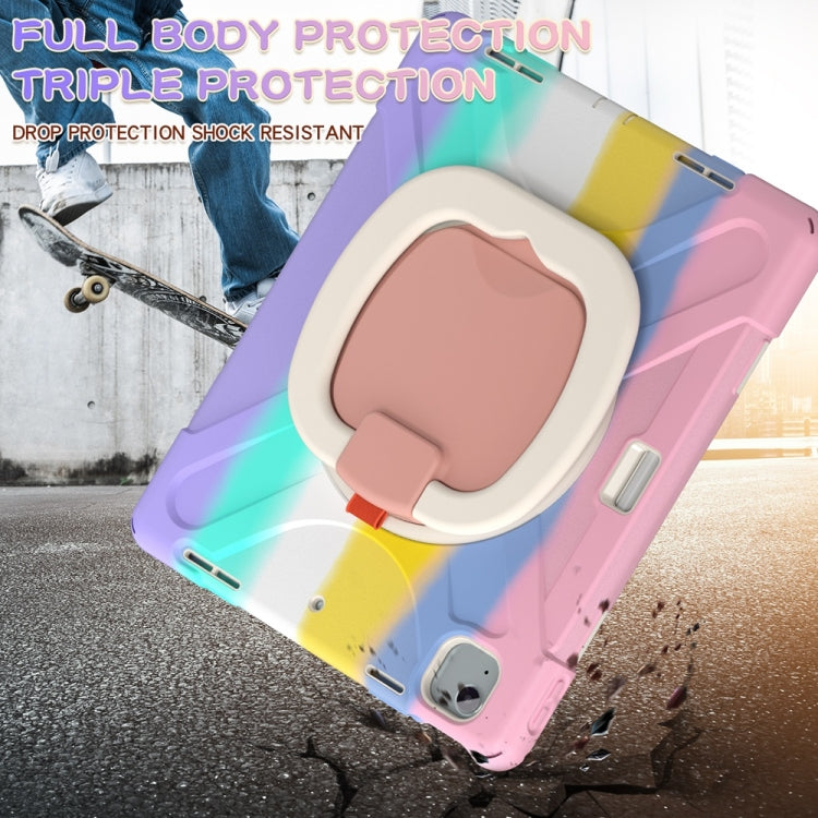 For iPad Air 13 2024 / Air 13 2025 Silicone Hybrid PC Tablet Case with Holder & Shoulder Strap(Colorful Pink) - iPad Air 13 2025 / 2024 Cases by buy2fix | Online Shopping UK | buy2fix