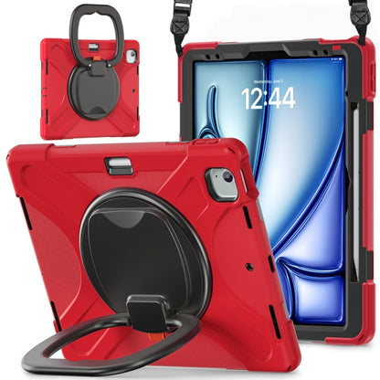 For iPad Air 13 2024 / Air 13 2025 Silicone Hybrid PC Tablet Case with Holder & Shoulder Strap(Red) - iPad Air 13 2025 / 2024 Cases by buy2fix | Online Shopping UK | buy2fix