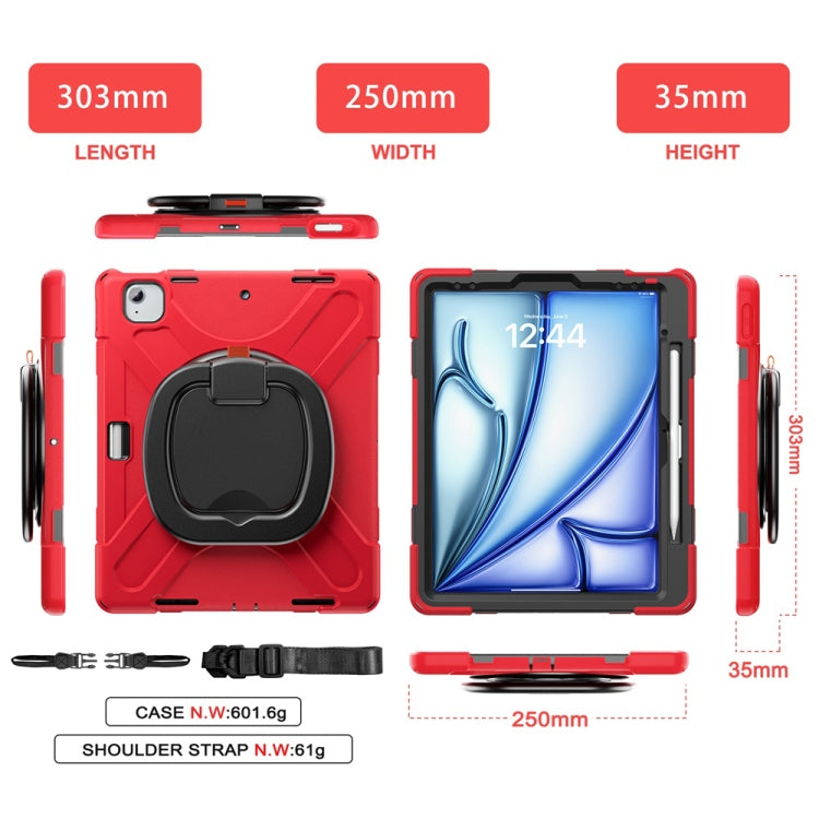 For iPad Air 13 2024 / Air 13 2025 Silicone Hybrid PC Tablet Case with Holder & Shoulder Strap(Red) - iPad Air 13 2025 / 2024 Cases by buy2fix | Online Shopping UK | buy2fix