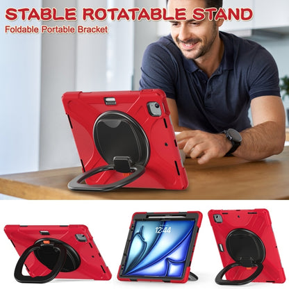 For iPad Air 13 2024 / Air 13 2025 Silicone Hybrid PC Tablet Case with Holder & Shoulder Strap(Red) - iPad Air 13 2025 / 2024 Cases by buy2fix | Online Shopping UK | buy2fix
