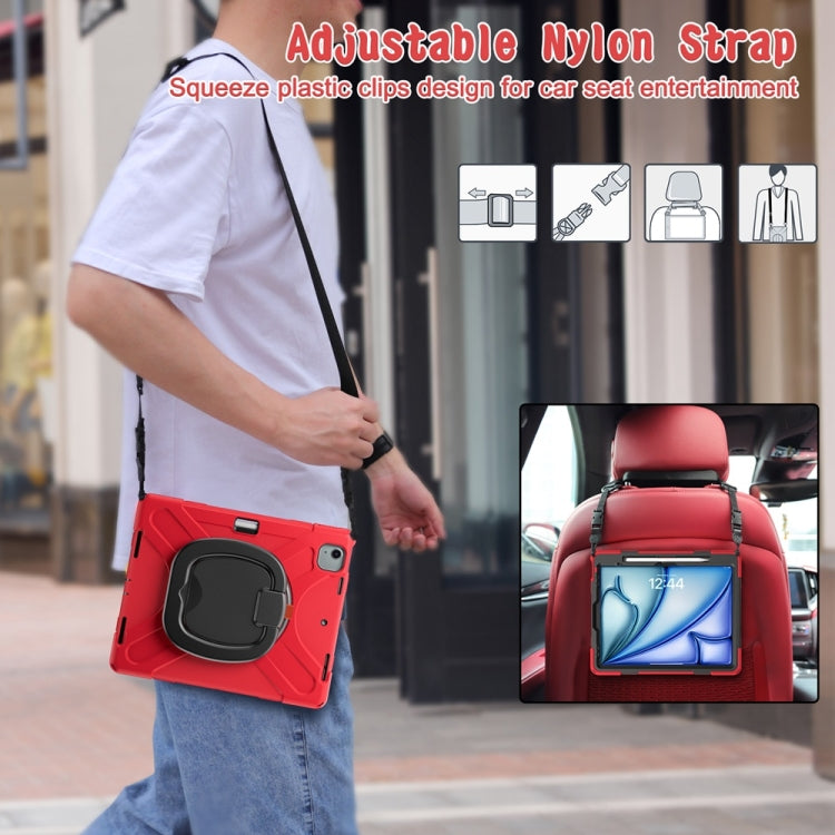 For iPad Air 13 2024 / Air 13 2025 Silicone Hybrid PC Tablet Case with Holder & Shoulder Strap(Red) - iPad Air 13 2025 / 2024 Cases by buy2fix | Online Shopping UK | buy2fix