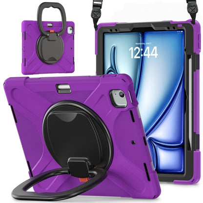 For iPad Air 13 2024 / Air 13 2025 Silicone Hybrid PC Tablet Case with Holder & Shoulder Strap(Purple) - iPad Air 13 2025 / 2024 Cases by buy2fix | Online Shopping UK | buy2fix
