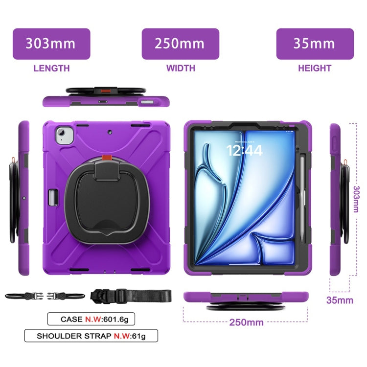 For iPad Air 13 2024 / Air 13 2025 Silicone Hybrid PC Tablet Case with Holder & Shoulder Strap(Purple) - iPad Air 13 2025 / 2024 Cases by buy2fix | Online Shopping UK | buy2fix