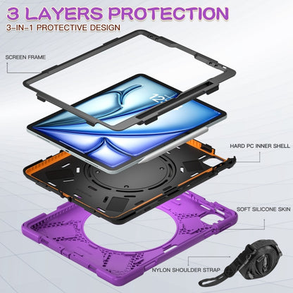 For iPad Air 13 2024 / Air 13 2025 Silicone Hybrid PC Tablet Case with Holder & Shoulder Strap(Purple) - iPad Air 13 2025 / 2024 Cases by buy2fix | Online Shopping UK | buy2fix