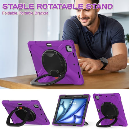 For iPad Air 13 2024 / Air 13 2025 Silicone Hybrid PC Tablet Case with Holder & Shoulder Strap(Purple) - iPad Air 13 2025 / 2024 Cases by buy2fix | Online Shopping UK | buy2fix