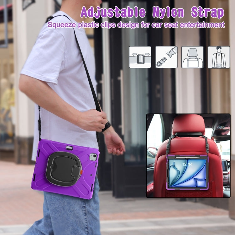For iPad Air 13 2024 / Air 13 2025 Silicone Hybrid PC Tablet Case with Holder & Shoulder Strap(Purple) - iPad Air 13 2025 / 2024 Cases by buy2fix | Online Shopping UK | buy2fix