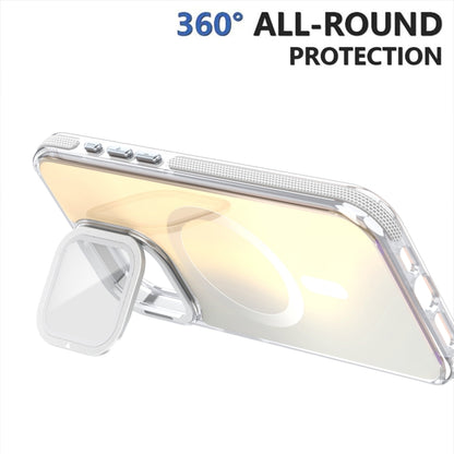 For iPhone 14 Pro MagSafe Gradient Color Lens Film Phone Case with Lens Fold Holder(White) - iPhone 14 Pro Cases by buy2fix | Online Shopping UK | buy2fix