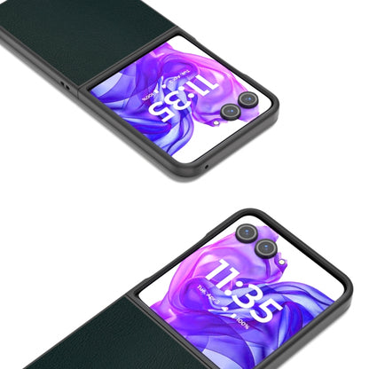 For Motorola Razr 50 Ultra PU Leather Black Frame Full Coverage Phone Case(Green) by buy2fix