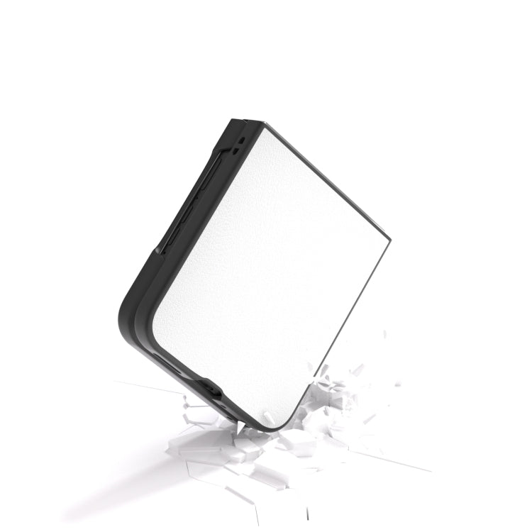For Motorola Razr 50 Ultra PU Leather Black Frame Full Coverage Phone Case(White) by buy2fix