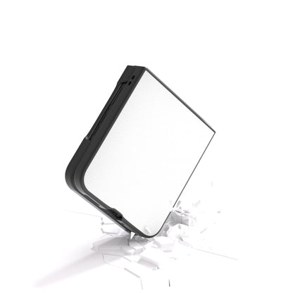 For Motorola Razr 50 Ultra PU Leather Black Frame Full Coverage Phone Case(White) by buy2fix