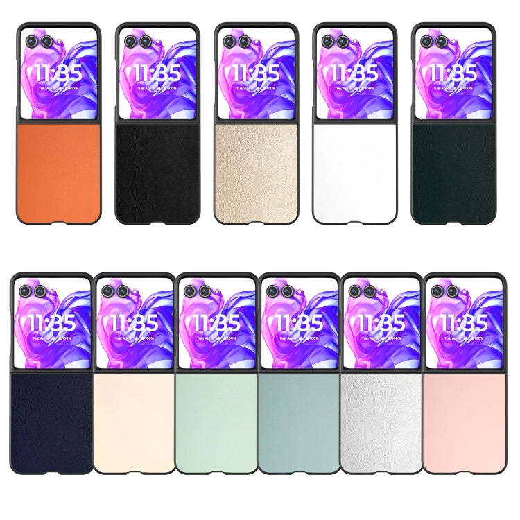 For Motorola Razr 50 Ultra PU Leather Black Frame Full Coverage Phone Case(White) by buy2fix