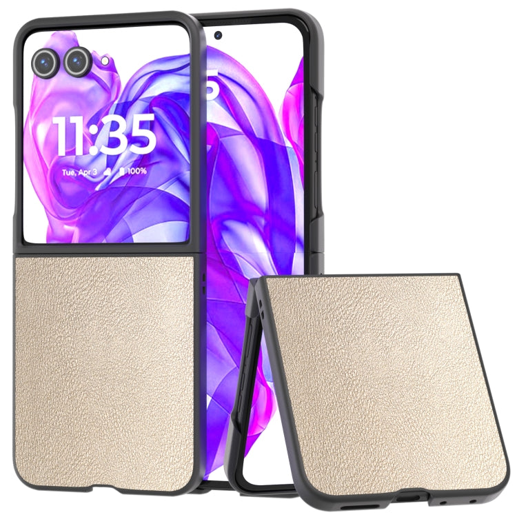 For Motorola Razr 50 Ultra PU Leather Black Frame Full Coverage Phone Case(Gold) by buy2fix