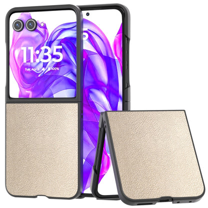 For Motorola Razr 50 Ultra PU Leather Black Frame Full Coverage Phone Case(Gold) by buy2fix