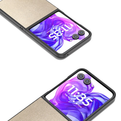For Motorola Razr 50 Ultra PU Leather Black Frame Full Coverage Phone Case(Gold) by buy2fix