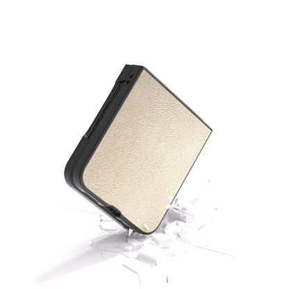 For Motorola Razr 50 Ultra PU Leather Black Frame Full Coverage Phone Case(Gold) by buy2fix