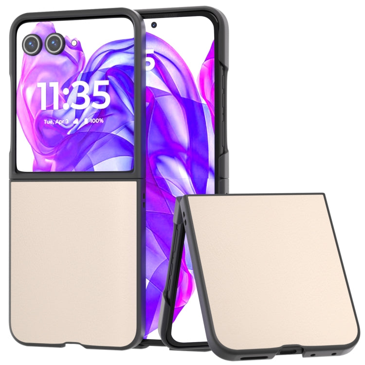 For Motorola Razr 50 Ultra PU Leather Black Frame Full Coverage Phone Case(Peach Pink) - Motorola Cases by buy2fix | Online Shopping UK | buy2fix