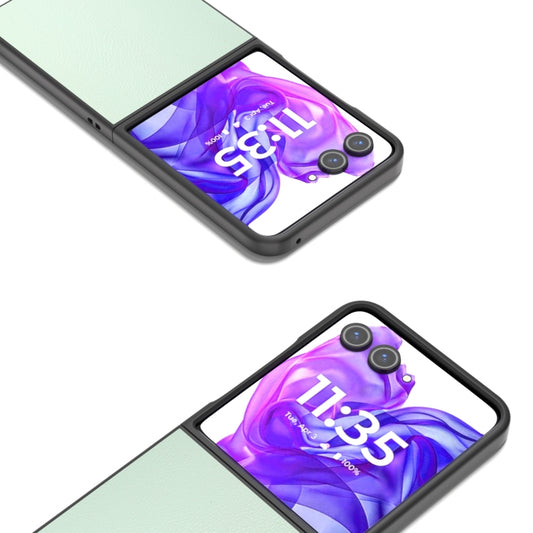 For Motorola Razr 50 Ultra PU Leather Black Frame Full Coverage Phone Case(Light Green) - Motorola Cases by buy2fix | Online Shopping UK | buy2fix
