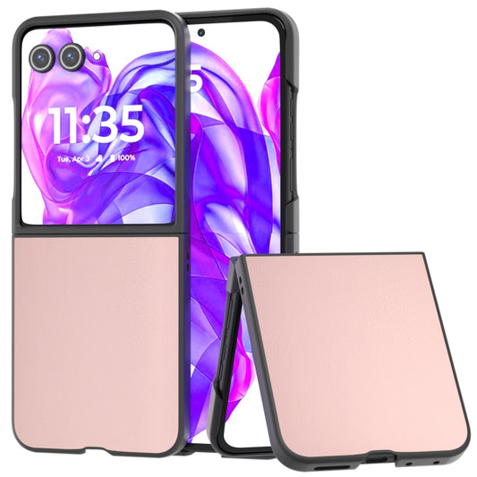 For Motorola Razr 50 Ultra PU Leather Black Frame Full Coverage Phone Case(Light Pink) - Motorola Cases by buy2fix | Online Shopping UK | buy2fix
