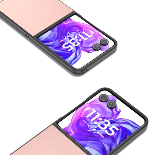 For Motorola Razr 50 Ultra PU Leather Black Frame Full Coverage Phone Case(Light Pink) - Motorola Cases by buy2fix | Online Shopping UK | buy2fix