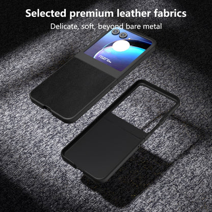 For Motorola Razr 50 PU Leather Black Frame Full Coverage Phone Case(Black) by buy2fix