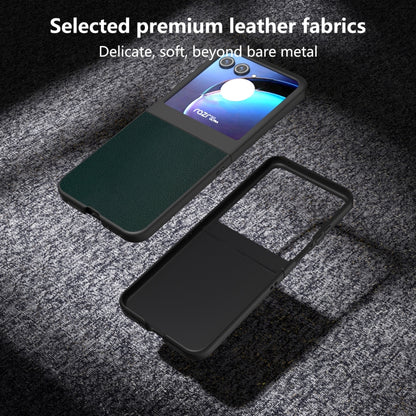 For Motorola Razr 50 PU Leather Black Frame Full Coverage Phone Case(Green) by buy2fix