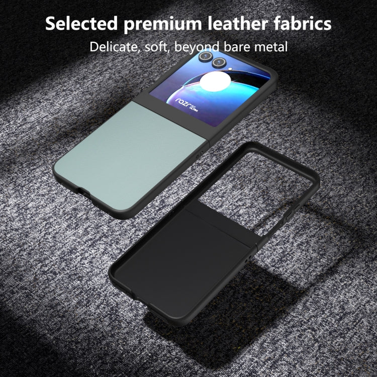 For Motorola Razr 50 PU Leather Black Frame Full Coverage Phone Case(Light Blue) by buy2fix