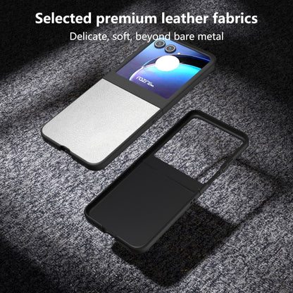 For Motorola Razr 50 PU Leather Black Frame Full Coverage Phone Case(Silver) by buy2fix