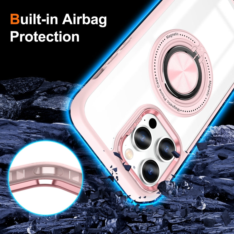 For iPhone 16 Pro Max Magnetic Rotating Ring Holder Phone Case(Pink) by buy2fix
