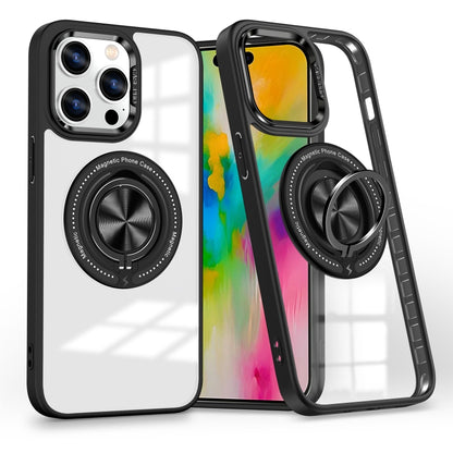 For iPhone 16 Pro Max Magnetic Rotating Ring Holder Phone Case(Black) by buy2fix