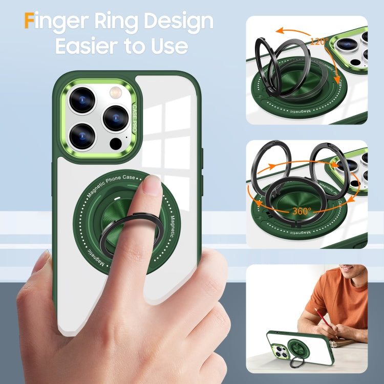 For iPhone 16 Pro Max Magnetic Rotating Ring Holder Phone Case(Dark Green) by buy2fix