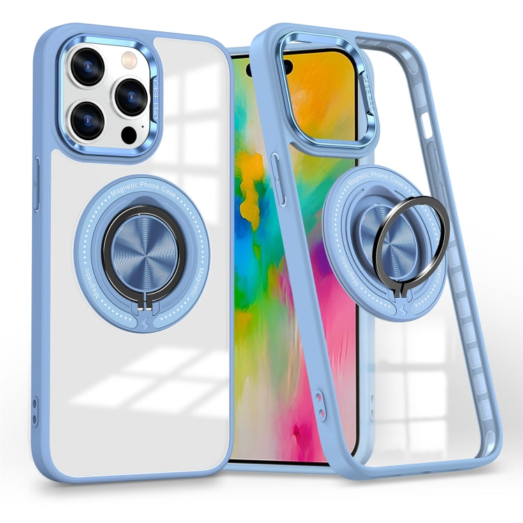 For iPhone 16 Pro Max Magnetic Rotating Ring Holder Phone Case(Light Blue) by buy2fix