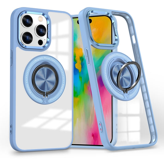 For iPhone 16 Pro Max Magnetic Rotating Ring Holder Phone Case(Light Blue) by buy2fix