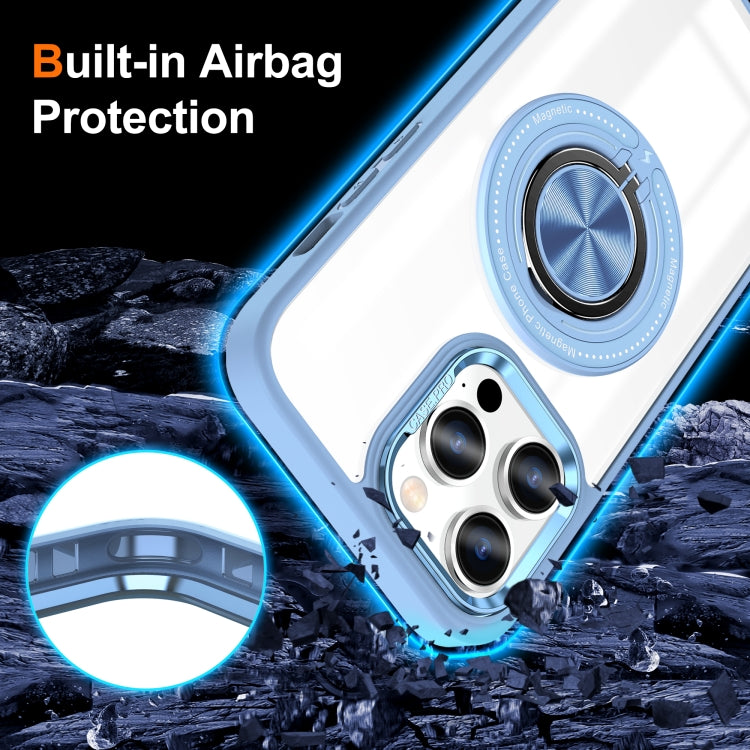 For iPhone 16 Pro Max Magnetic Rotating Ring Holder Phone Case(Light Blue) by buy2fix