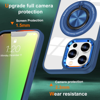 For iPhone 16 Pro Max Magnetic Rotating Ring Holder Phone Case(Dark Blue) by buy2fix