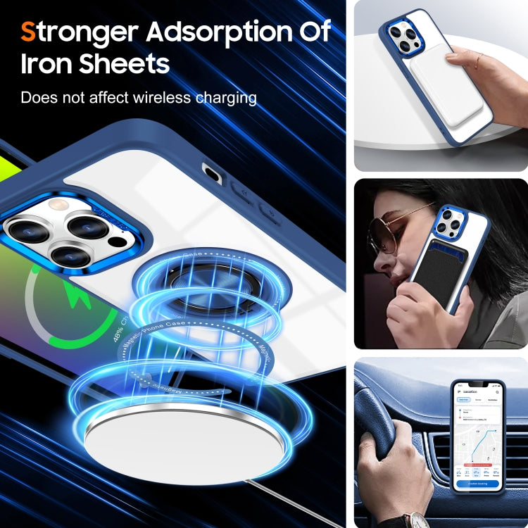 For iPhone 16 Pro Max Magnetic Rotating Ring Holder Phone Case(Dark Blue) by buy2fix
