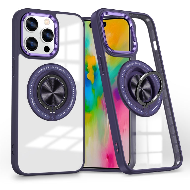 For iPhone 16 Pro Max Magnetic Rotating Ring Holder Phone Case(Dark Purple) by buy2fix
