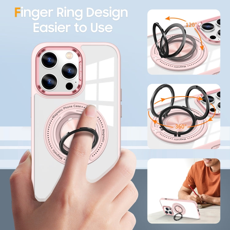 For iPhone 16 Pro Magnetic Rotating Ring Holder Phone Case(Pink) by buy2fix