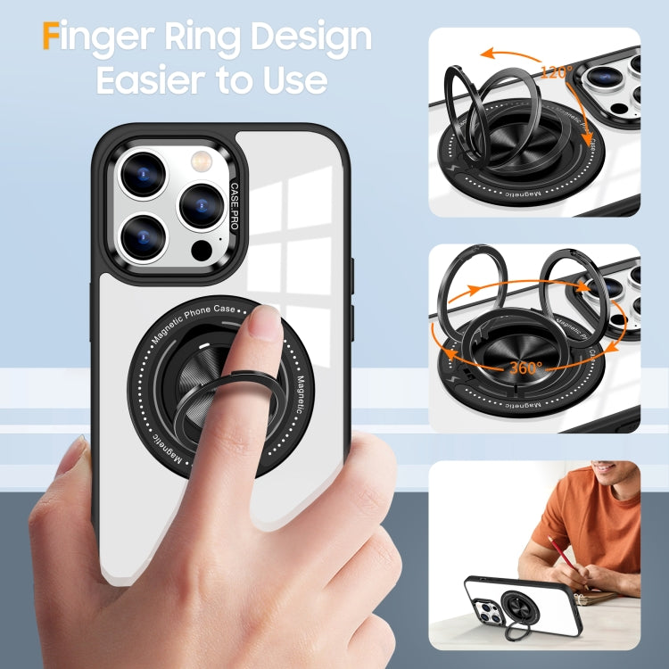 For iPhone 16 Pro Magnetic Rotating Ring Holder Phone Case(Black) by buy2fix