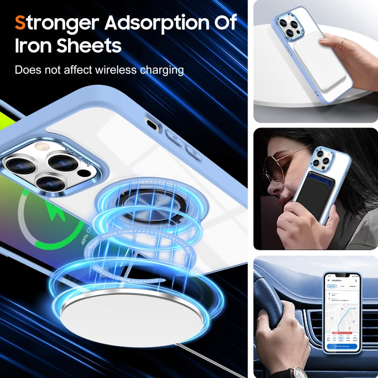 For iPhone 16 Pro Magnetic Rotating Ring Holder Phone Case(Light Blue) by buy2fix