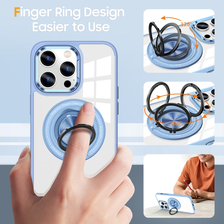 For iPhone 16 Pro Magnetic Rotating Ring Holder Phone Case(Light Blue) by buy2fix