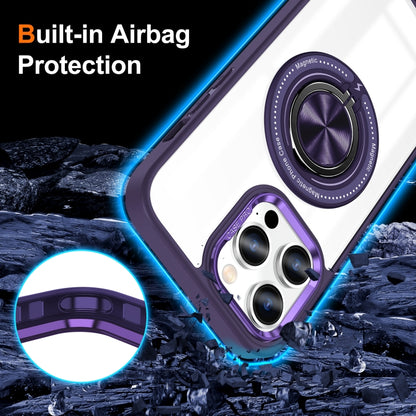 For iPhone 16 Pro Magnetic Rotating Ring Holder Phone Case(Dark Purple) by buy2fix