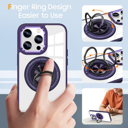 For iPhone 16 Pro Magnetic Rotating Ring Holder Phone Case(Dark Purple) by buy2fix
