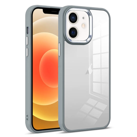 For iPhone 12 Colorful Armor Transparent Phone Case(Grey) by buy2fix