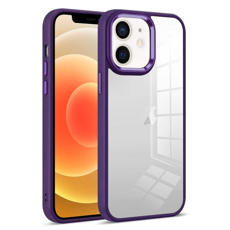 For iPhone 12 Colorful Armor Transparent Phone Case(Purple) by buy2fix