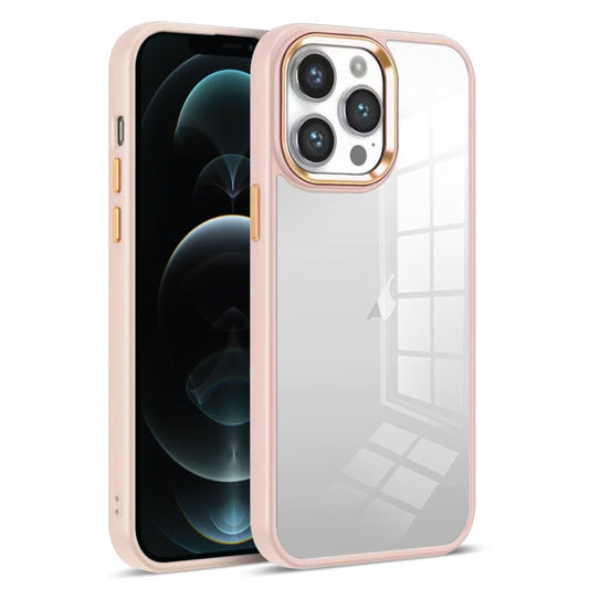 For iPhone 12 Pro Colorful Armor Transparent Phone Case(Pink) by buy2fix