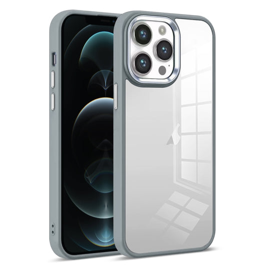 For iPhone 12 Pro Colorful Armor Transparent Phone Case(Grey) by buy2fix